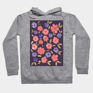 Loose floral - dusty pink on purple Hoodie